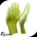 SRSAFETY yellow pu coated gloves with kint wrist